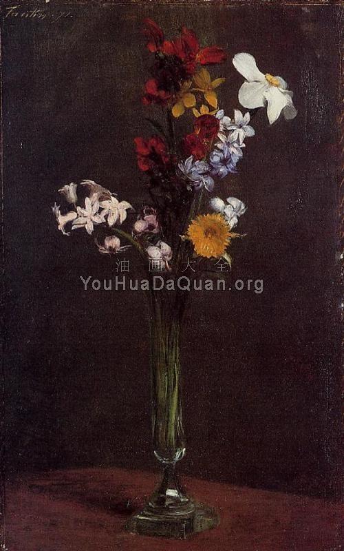 Narcisses, Hyacinths and Nasturtiums - 亨利·方丹·拉图尔